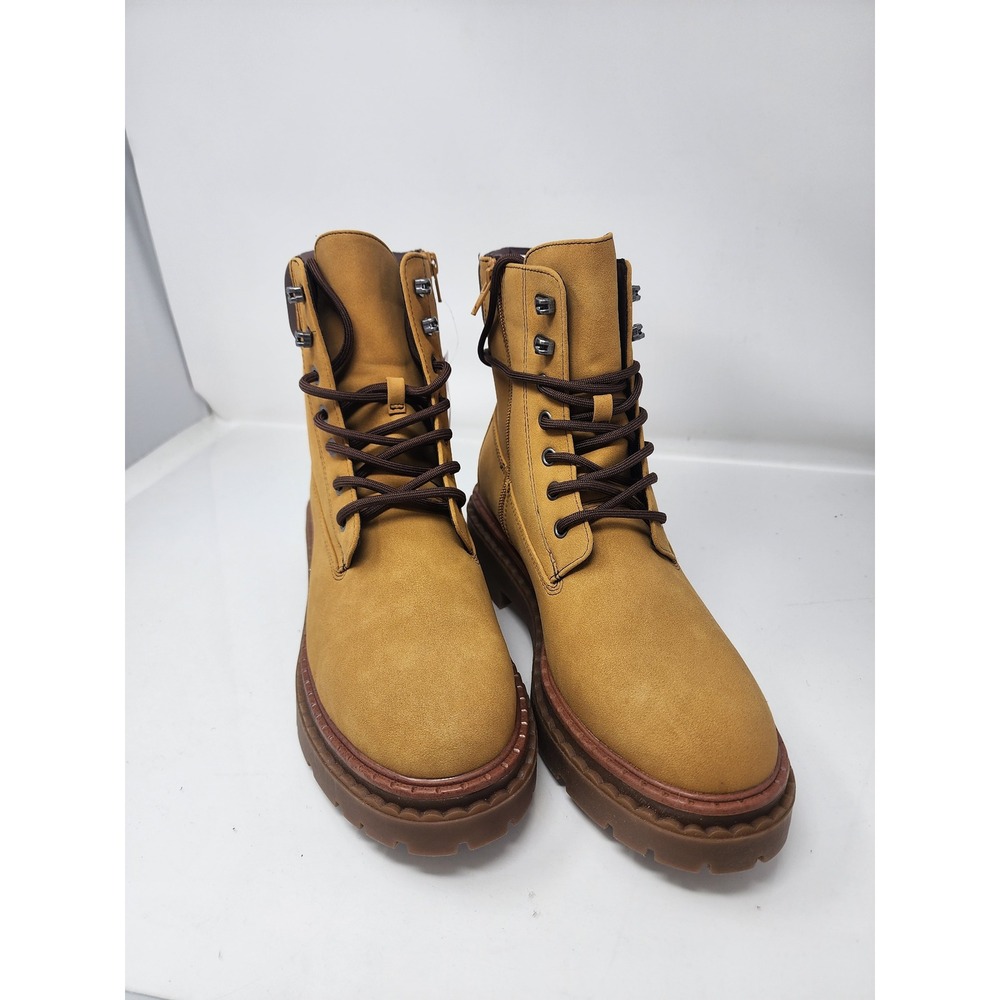Universal Thread Womens Combat Boots Tan Faux Suede Casual Size 11